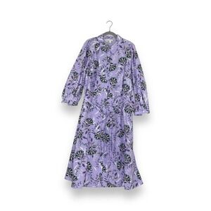 Charter Club Lavender Floral Button Up 3/4 Sleeve Shirt Dress